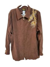 Bob Mackie Wearable Art Embroidered Phoenix Faux Brown Suede Jacket Size 1X - $65.90