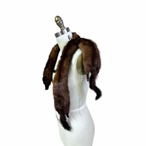 30s-40s Vintage Fur Stole 3 Full Body Natural Celluloid Snap Chain Closure - $79.30