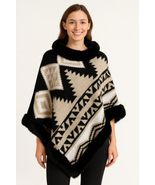 Tribal Luxe Faux Fur Trim Poncho - $51.75