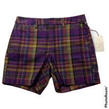 NWT A New Day Womens Chino Shorts Size 2 Purple Plaid Stretch Pockets - £21.41 GBP