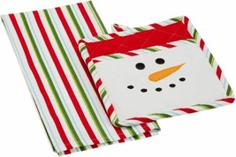 New Snowman Christmas Kitchen Gift Set Potholder + Dish Towel By Dii Xmas Fun ! - £7.11 GBP