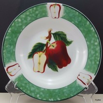 KMC Apple Cluster Soup Cereal Bowls 8in Set of 4 Ceramic w Green Sponged... - $24.50