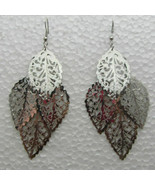 SILVER FILIGREE LEAF CHANDELIER EARRINGS - $127.76 MXN