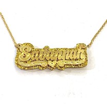 Personalized Name Necklace Gold overlay GOLD glitter color onyx - $34.99