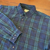 LL Bean Shirt Mens XXL 2XL Tartan Plaid Flannel Green Button Up Long Sleeve - £18.03 GBP