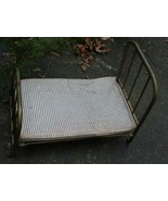 Antique Wheeled Metal Doll Bed with Bedding As Found Local pick-up Only - £76.34 GBP