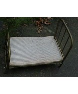 Antique Wheeled Metal Doll Bed with Bedding As Found Local pick-up Only - $97.02