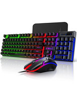 Gaming Keyboard &amp; Mouse   104 Keys   Rainbow LED RGB Backlit NEW - £23.59 GBP