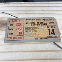 Football Ticket Stub 1954 All Star Cotton Bowl Texas High school Coaches Ass’n - £24.09 GBP