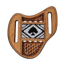 Western Leather Floral Tooled Beaded Inlay Knife Holder Flat Sheath - $427.41 MXN+