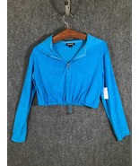 Joe Boxer Crop Hoodie Womens Size Medium Blue Long Sleeve 1/4 Zip Pull O... - £9.63 GBP