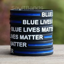 100 CHILD Size Blue Lives Matter Bands Thin Blue Line Law Enforcement Wr... - $49.49