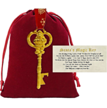 Gold Santa’s Magic KEY/BOTTLE Opener Christmas Ornament w/Red Velvet Bag &amp; Verse - £5.27 GBP
