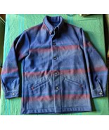 PENDLETON WOOL HIGH GRADE WESTERN WEAR BLUE STRIPED COAT VINTAGE JACKET ... - $96.74