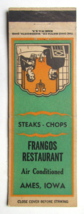 Frangos Restaurant - Ames, Iowa 20 Strike Matchbook Cover Matchcover IA Steaks - £1.58 GBP