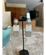 Earth tone Polymer Clay Handmade Earrings Pearl Slate Silver - $200.49 MXN