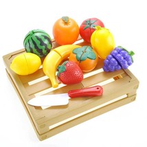 Kitchen Cutting Fruits Crate Pretend Food Play Set - £18.76 GBP