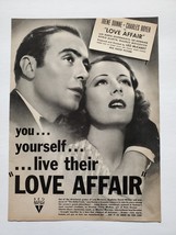 1939 Love Affair Vintage Print Ad Irene Dunne Charles Boyer Movie Ad - $15.50