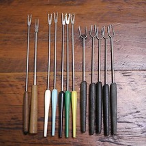 Lot of 12 Vintage Canoe Muffin Style Stainless Steel Fondue Skewers Forks - £11.85 GBP
