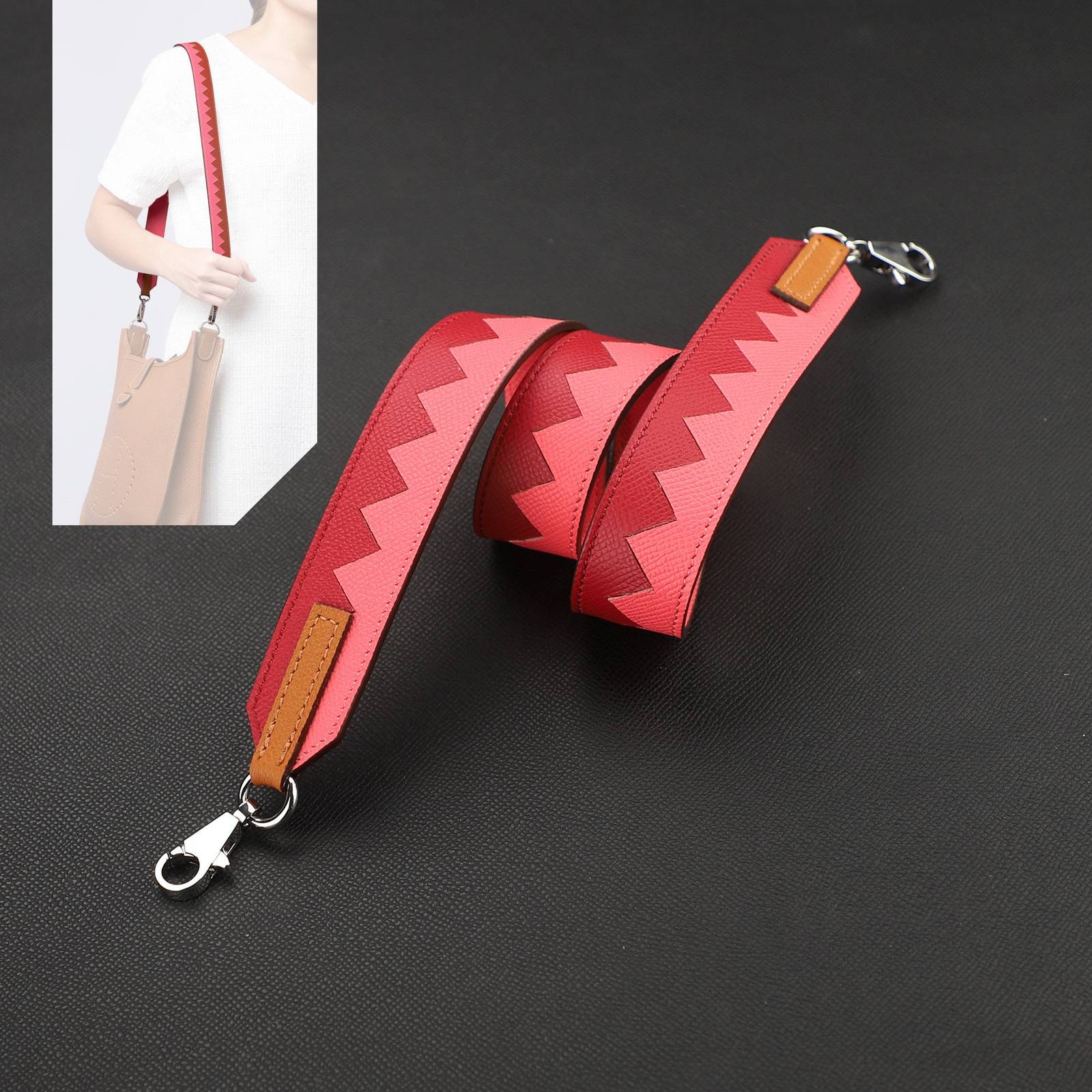 Tressage cuir Au galop 30 mm bag strap , Epsom 30mm Tressage Au  Galop Shoulder