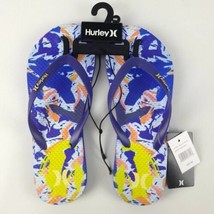 Hurley Women&#39;s Flip Flops Sz 6 Signal Blue Water Color New - $16.82