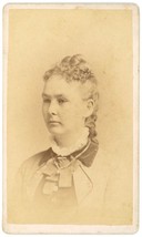 CIRCA 1870&#39;S CDV Beautiful Woman  Wearing Dress &amp; Necklace Morton Providence RI - £7.45 GBP