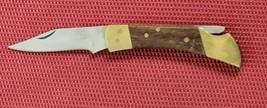 Vintage 1980s Pocket Knife Wood Brass Steel Blade Pakistan &amp; Saudi Arabia ARAMCO - £7.58 GBP