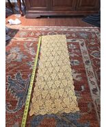 Vintage Handmade Mustard Yellow Lace Table Runner Doily 42&quot; Lace Cottage... - $23.75 CAD