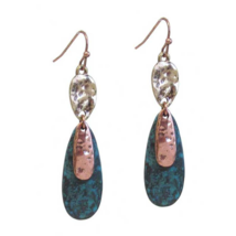 Triple Teardrop Dangle Earrings Oxidized Copper - £9.71 GBP