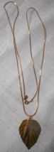 Vtg Signed Accents by Hallmark Gold Tone Chain Dipped Leaf Pendant Neckl... - £10.52 GBP