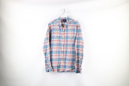 J Crew Mens Size Medium Faded Double Pocket Collared Flannel Button Shirt Plaid - £27.59 GBP