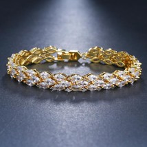 Fashion Top Quality Zircon Bracelet White Gold Color Trendy Women Bracelet Bangl - £12.35 GBP