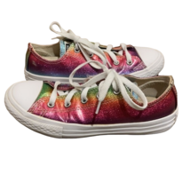 Converse All Star Pink Glitter Drip Low Top Sneakers Girls Junior 2 Rainbow - £12.76 GBP