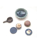  Miniature Ceramic Doll House Plates Bowl Eggs Bowl Cake and Pot Lot of 6 - £7.84 GBP