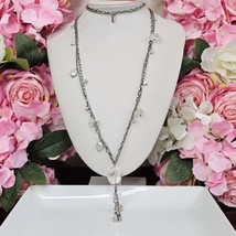 Silpada 925 Sterling Silver - Quartz Pearl Tassel Pendant Double Chain Necklace - £62.91 GBP