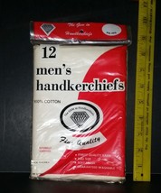 Vintage 12 Men’s Handkerchiefs 100% Cotton white Unopened Pouch Made in ... - £11.71 GBP