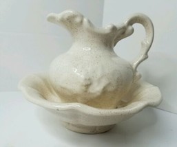 McCoy USA Pottery Pitcher Wash Basin Bowl Beige Brown Speckled EUC Small  - £21.50 GBP