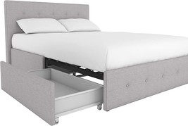Dhp Rose Upholstered Platform Bed, Full, Gray Linen, No Box Spring Required, - £324.37 GBP
