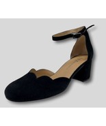 Neiman Marcus Women&#39;s Black Scallop Ankle Strap Suede Sandal Shoe Size U... - €67,53 EUR