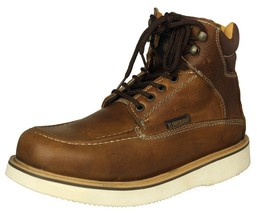 Mens Light Brown Work Boots Leather Lace Up Anti Slip Soft Toe Botas Tra... - $59.98