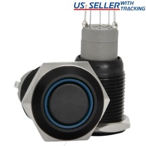 16Mm Stainless Steel Latching Push Button Switch (Black With Blue Led) - $27.99