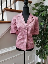 Sigrid Olsen Women Pink Floral Cotton HalfSleeve 3 Buttons Fitted Blazer... - $27.00