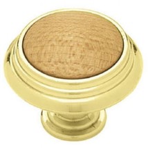 1 Liberty BRASS &amp; Red Oak WOOD Round KNOB Drawer cabinet Pull p50084c-pb3-c - $13.52