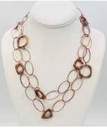 Premier Designs Elemental Antiqued Copper Tone Oval Link Necklace 43 in - $17.82
