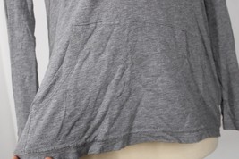 J Jill S Gray Cotton Modal Long Sleeve Hooded 1/4 Button Top Kangaroo Pocket - £17.74 GBP