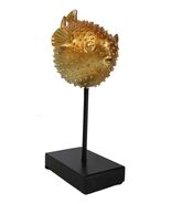 Nautical Marine Faux Taxidermy Golden Pufferfish Fish Sculpture On Pole ... - $55.73 CAD