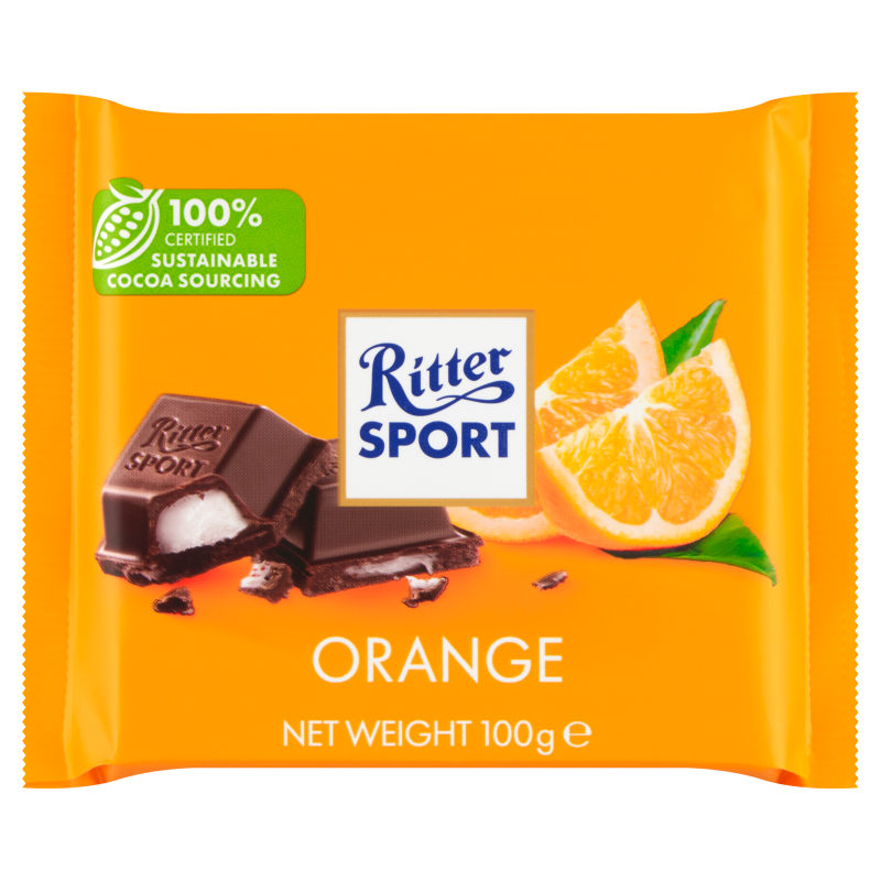 Ritter Sport dark chocolate bar ORANGE filling 100g- FREE SHIPPING