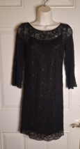 Laundry by Shelli Segal Black Crochet Lace Dress w/detachable Silky Slip Size 2 - £17.41 GBP