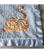 Disney Tigger Blue Baby Blanket Satin Trim and Satin Back 29 X 38” Lovey... - £23.26 GBP