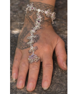 Indian Slave Bracelet Ring Hand Chain Harness Purple Rhinestone Jewelry ... - £20.13 GBP